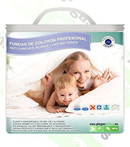 PLAGAS ONLINE Funda Almohada Anti chinches, Anti Ácaros y Bacterias 45x135