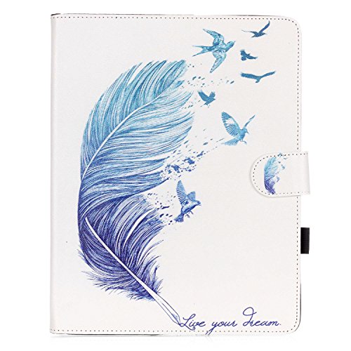 iPad 2 iPad 3 iPad 4 Hülle, Deenor Colorful Painting and Stylish Drawing Wallet Case Book Style PU Leder Flip Protective Stand Schutzhülle Hülle für Apple iPad 2 iPad 3 iPad 4 Generation. (Feather) - 2