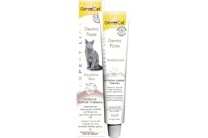 GimCat EXPERT LINE Derma Pasta, Snack per gatti funzionale che migliora l’aspetto della cute e favorisce la salute del pelo, 1 tubetto, 1 x 50 g