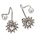 Price comparison product image Ladies Fashion Pendant Ear Stud Earrings,Sweet Faux Pearl Earrings For Womens on Sale Snowflake Snow Flower Crystal Dangle Unique Design Pierced Eardrop (Silver)