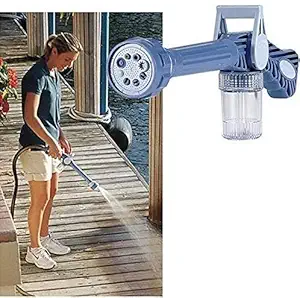 Mgms6 Ez Jet Water Cannon 8 in 1 Turbo Water Spray Gun Pipe for Gardening, Bike Car Washing, Home Cleaning (Blue)