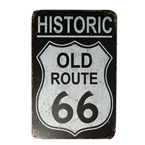 IPEKOO Route 66 Tin Sign Blechschild Retro Dekoration Wandschild Metallschild (A)