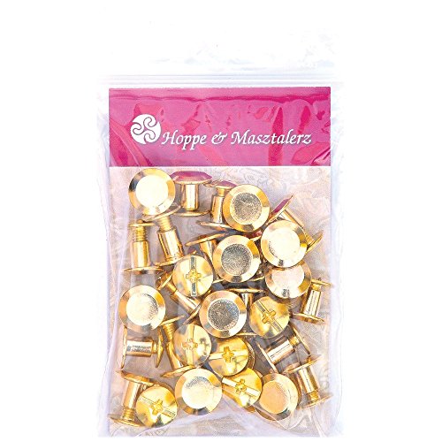 30 Schraubnieten Gürtelschrauben Buchschrauben Chicagoschrauben Nieten zum Schrauben 5MM messing-glänzend - 3