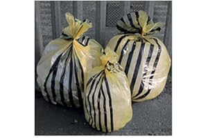 Hanfare FAYB/5 Tiger Stripe Clinical Waste Sacks, Yellow, 90 L (Pack of 50)