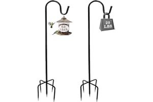 BYBAG Doppio gancio regolabile a forma di pastore, altezza 160 cm, pali da giardino resistenti su due lati, per mangiatoie per uccelli, lanterne, ganci da giardino, supporto per piante per decorazioni