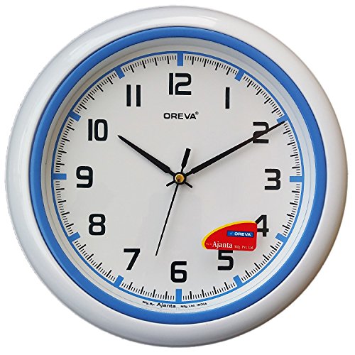 OREVA Plastic Round Shape Simple Wall Clock (25.5 x 3.7 x 25.5 cm, B Blue, AQ-1577)