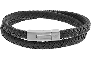 Emporio Armani Pulsera Para Hombre, 18.50Cm Pulsera De Acero Inoxidable Plateado, EGS2176040