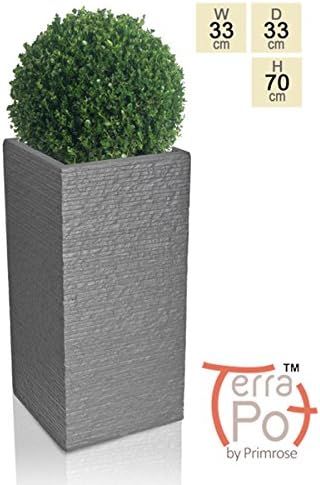 Seville Tall Fibrecotta Planter in Dark Grey Brick Finish - H70cm x W33cm