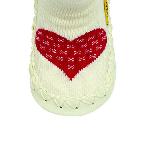 Moccis Warmes Herz Baby – Leder Mokassins Hausschuhe Socken - 4