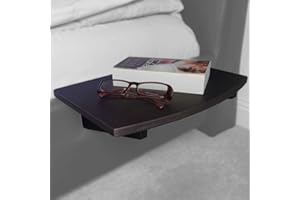 Woodquail Bedside Shelf, Clip on Hanging Shelf, Small Bedside Table, Made of Natural Bamboo (Clips 31mm, Black)