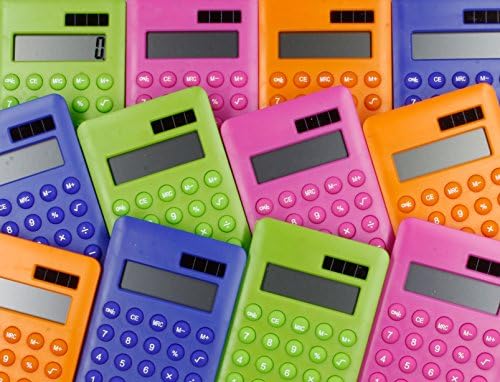 TWELVE - HAND HELD POCKET CALCULATORS - School/Home/Office - Solar/Battery - Fully Functional - 8-Digit Display PARTY BAG FILLERS / EVENTS / WEDDING FAVOURS / RETAIL - BULK BUY