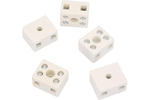 WEIKEYA Borne de cerámica, conectores de cerámica de porcelana, Conector de cable de 5 piezas Bloque de terminales de cableado de cerámica de 2 posiciones y 5 orificios