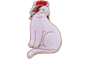 ZHIXUAN Funny Lightning Cat Enamel Pin David Bowie Cat Brooch Lapel Pins Backpack Women Jewellery Funny Music Gift for DavidBowie Fans