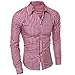 Produktbild Herren Bluse,feiXIANG Herren Langarm Lattice Slim Fit Shirt Wappen (L, Rot)