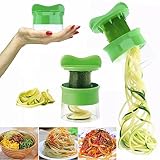Cortadores para fruta, Cortador de Verduras Frutas en Espiral Multifuncional, Rcool Mini Máquina de Cortar Espiral, Rallador y Cortador Manual Utensilio de Corte con Mango Ergonómico Hojas Afiladas / Herramienta de la Cocina Profesional (Verde)