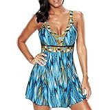 Moserian Damen Plus Size Print Tankini Swimjupmsuit Badeanzug Beachwear Gepolsterte Badebekleidung