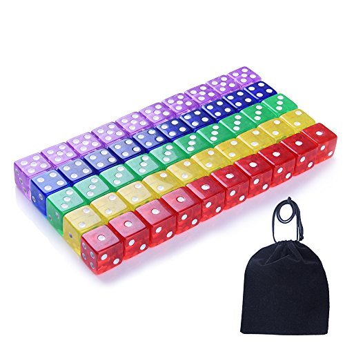 Book's Cover of Blulu 6Coins Dé Dice Die Dés Polyèdre pour Mathématiques Jeu dArgent Jeu Fte et Cadeau avec Sac 50 Pièces 5 Couleur