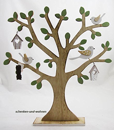 Deko-Holzbaum mit 2 Vögeln mehrfarbig,ca. 45 x 7 x 49 cm