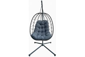 YOEVU - Silla Colgante con Soporte y Cojín Acolchado – Tipo Columpio Estilo Boho, Estructura Reforzada, Resistente al Agua, para Jardín, Terraza, Balcón o Interior, Confort y Diseño (Gris)
