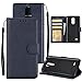 Price comparison product image Alfort LG K10 2017 Case, LG K10 2017 Cover, Three Card Photo Frame Series Case Cover Material Premium Hybrid PU Leather Magnetic Flip Wallet for LG K10 2017 5.3" Smartphone Stand Function (Navy Blue)
