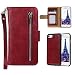 Produktbild iPhone 6S Plus Case, iPhone 6 Plus Hülle, Asnlove 2 in 1 PU Leder Flip Wallet Cover in Bookstyle Stand Leder Tasche Case Geldbörse Reißverschluss Style mit Karteneinschub und Magnetverschluß with Handschlaufe für Apple iPhone 6 Plus/ 6S Plus, Purpurn