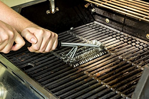 Ruicer Grillbürste BBQ 3 Edelstahl-Bürsten in 1 Extra Langer PP Wärmedämmung Griff für Outdoor Freizeit und Camping Reiniger Werkzeuge - 5