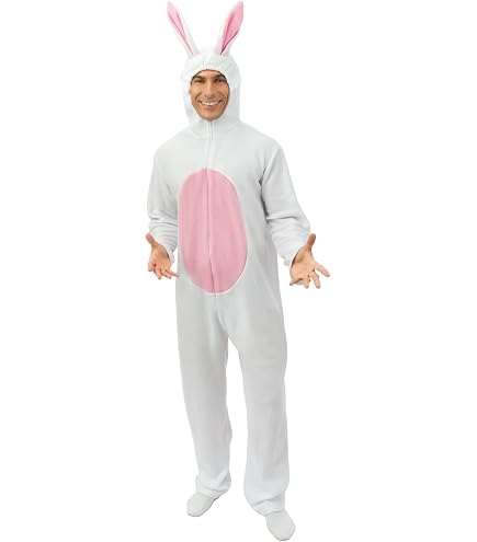 Atosa Costume Coniglio Per Bambini 5-6 Anni, Bianco, 2 Pezzi (Tuta E Cappuccio), 100% Poliestere