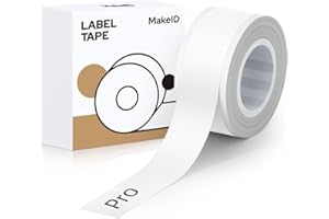 ‎MAKEID MakeID Etikettenband Kompatibel für L1/ E1 Selbstklebendes Kunststoff als Schriftbänder Ersatz 0.47" x 13' (12mm x 4m) Weiß Pro