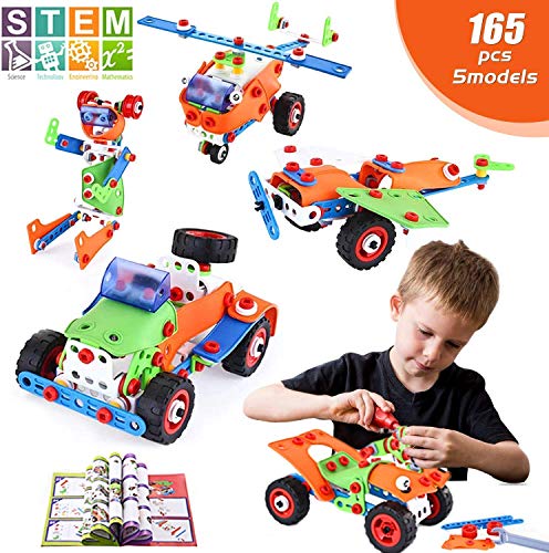 LUKAT Stem Building Learning Toy para niños, 165 Piezas DIY Bloques de construcción de construcción educativa Creativa Juguete Juguete para niños/ niños / niñas Edad 5 6 7 8 9+ años