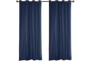 ele ELEOPTION Rideaux Imperméable d'extérieur, Rideau Résistant à la Décoloration Rideau Occultants avec Oeillet pour Porche Avant, Pergola, Cabanon, Gazebo (4 Pièce 137 x 213cm, Bleu Foncé)