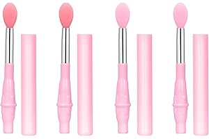 Unaone Silikon Lippenbürsten 4 Stück,Lippenstift Stab Applikator,Lippenpinsel mit EVA Tasche,Silikon Lipgloss Pinsel,Concealer Lippenapplikator Lippenpinsel für Kosmetik Peeling-Bürste,Rosa&Rot