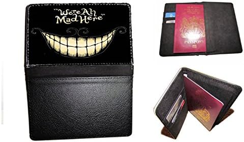 We're all mad here Alice in Wonderland travel passport cover case fits UK passport document