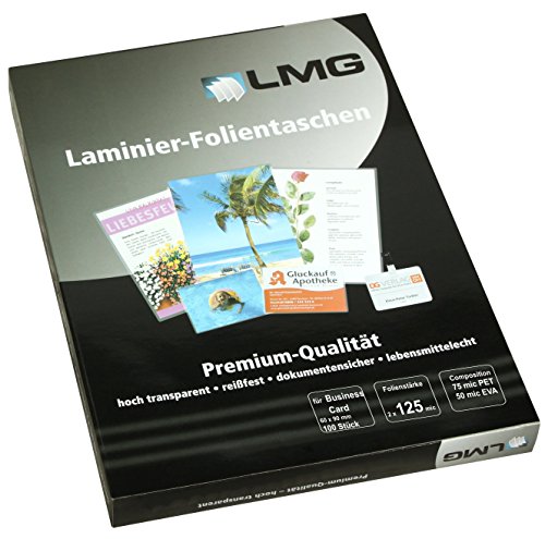 LMG 4250504526216 Laminierfolien Business Card, 2x 125 mic, 60 x 90 mm, transparent