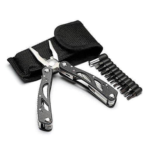 Multifunktionszange Werkzeug, VEAMA Multi Zangen Edelstahl Taschenmesser mit 11 Schrauben und NylonscheideSchwarz - 9