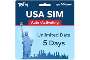 TSIM USA SIM Card 5 Day | Unlimited Data | High Coverage Multi-Operator 5G Network | Auto-Activating | Refillable Plan | Hotspot Allowed | Data Only