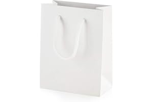 Thepaperbagstore 5 White Luxury Matt Laminated Paper Bags with Rope Handles - Extra Small 115x145x65mm