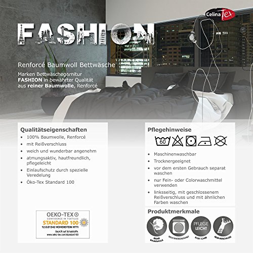 4-tlg. Sommer Bettwäsche Baumwolle 135×200 CelinaTex 0003717 Fashion Natalie braun - 2