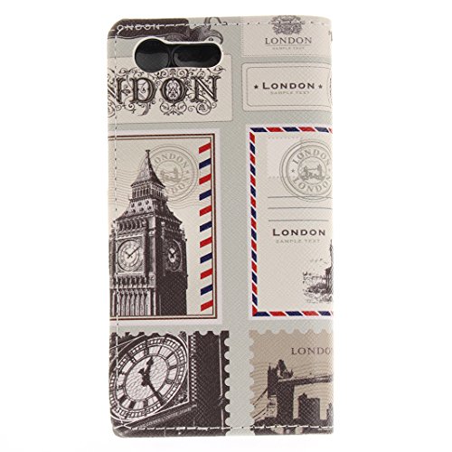 Sony Xperia X Compact Lederhülle, Asnlove PU Ledertasche Schutzhülle + Weich Hülle Stand Feature Flipcase Tasche Leather Case mit Standfunktion Tablet Etui mit Karte Slots für Sony Xperia X Compact (nur für Xperia X COMPACT geeignet ) – London Umschlag - 3