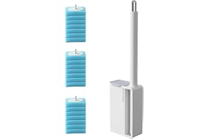 LEXETER Disposable Toilet Cleaning System with 21 Refills, Disposable Toilet Brush Set Toilet Wand Kit with 21 Sponge Toilet Brush Heads for Loo Bathroom Lavatory Restroom