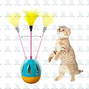 The DDS Store umbler Kitten Toys Explorer Cat Best Play Toys, Interactive Play Teaser Cat Toys Wanding with Feathers Attachment to Top of Ball 1 Pc Color May Vary (Pack of 1)