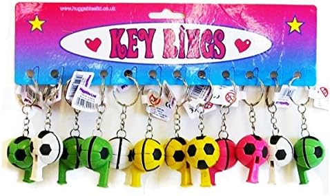 12 x Football Whistle Keyrings, Ideal Party Bag Filler / Filling or Pinata prize.