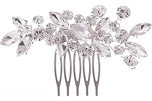 LAKJUOZ Peines Para El Pelo De Novia, Nupcial Perla Pelo Vid Plata Novia Accesorios Cristal Diamante De Imitación Hoja Headpie Para Mujeres Y Niñas Para Boda Fiesta Velada