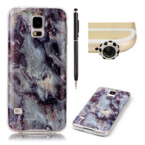 SKYXD für Samsung Galaxy S5/Galaxy S5 Neo Hülle in Marmor Natürlich,Silikon Optik Weich Dünn Kratzfeste Gummi Handy Schutz Schale mit [Handyanhänger + Eingabestifte] Etui für Samsung Galaxy S5/S5 Neo Cover Flexible Soft Slim Case Skin with Touch Pen Dust Plug