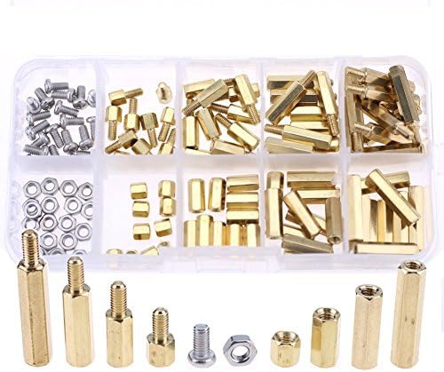MITE M3 Male-female Brass Spacer Standoff Screw Nut Assortment Kit with Box (M3)