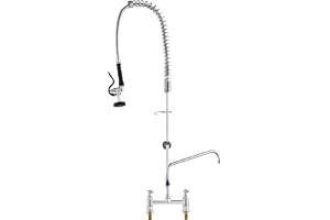 VEVOR Kommersiell kran med försköljningsspruta, 112 cm höjd, 20 cm centrum, 30 cm svängpip, däckmonterad kökskran, mässingkonstruerad enhet med utdragbar spray, för 1/2/3 fack handfat