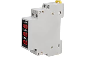 MARHYNCHUS Amperímetro Trifásico de Riel DIN Medidor de Amperios LED de Alta Precisión con 3 Sensores AC80‑500V 1‑100A para Uso Industrial