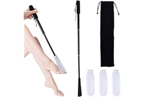 DISNACE Brosse Pieds Douche à Long Manche, Brosse Entre Orteils avec Housse Douce e Lavables, Idéale Douche, Seniors, Femmes Enceintes,Manche Télescopique (43–85 cm)