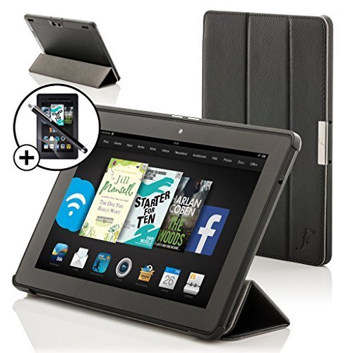 Forefront Cases® Neue Leder Hülle / Tasche / Case / Cover für Amazon Fire HDX 8.9 Tablet (November 2014) - Rundum-Geräteschutz und intelligente Auto-Sleep-Wake-Funktion mit 3-JAHRES-GARANTIE VON Forefront CASES - inkl. Eingabestift und Displayschutz