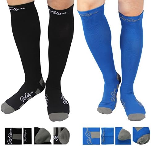 Compression Socks (2 pair) for Women &amp; Men For Flight, Travel, Nurses, Maternity, Pregnancy, Medical Use, Shin Splints, Running &amp; Sports. Boost Performance, Stamina, Circulation &amp;Recovery.