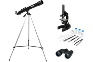 Celestron 22010: kit científico (incluye telescopio, microscopio, prismáticos, trípode y accesorios), 6 elementos, negro